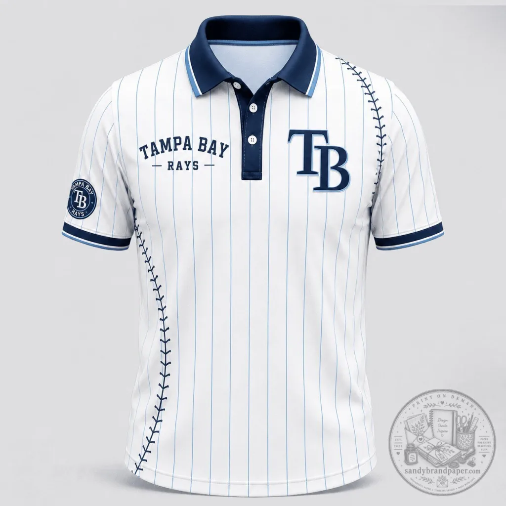 Tampa Bay Rays Baseball Pinstripe Polo Shirt 1 Tampa Bay Rays Baseball Pinstripe Polo Shirt