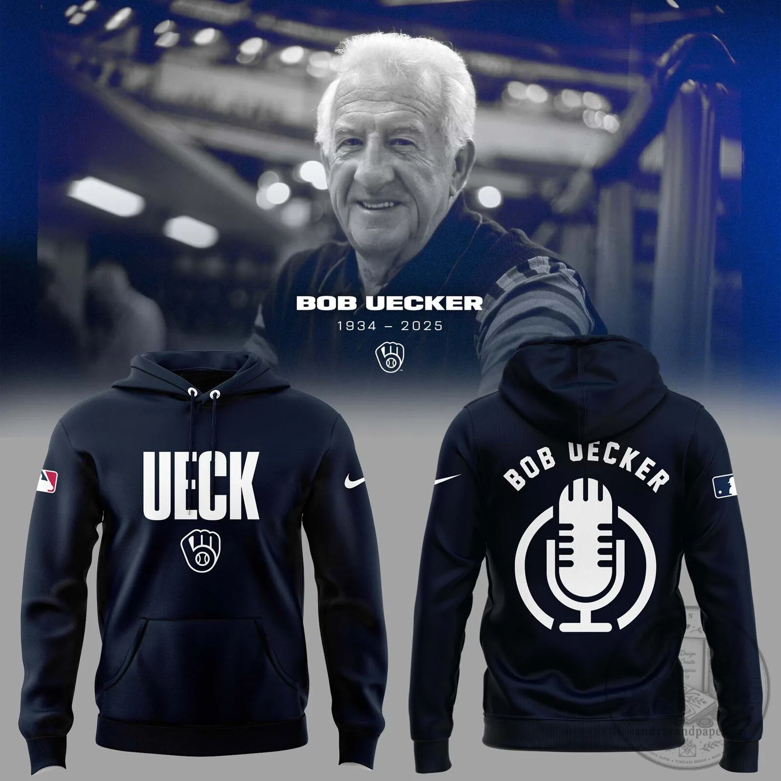 Milwaukee Brewers Baseball Bob Uecker Tribute Hoodie