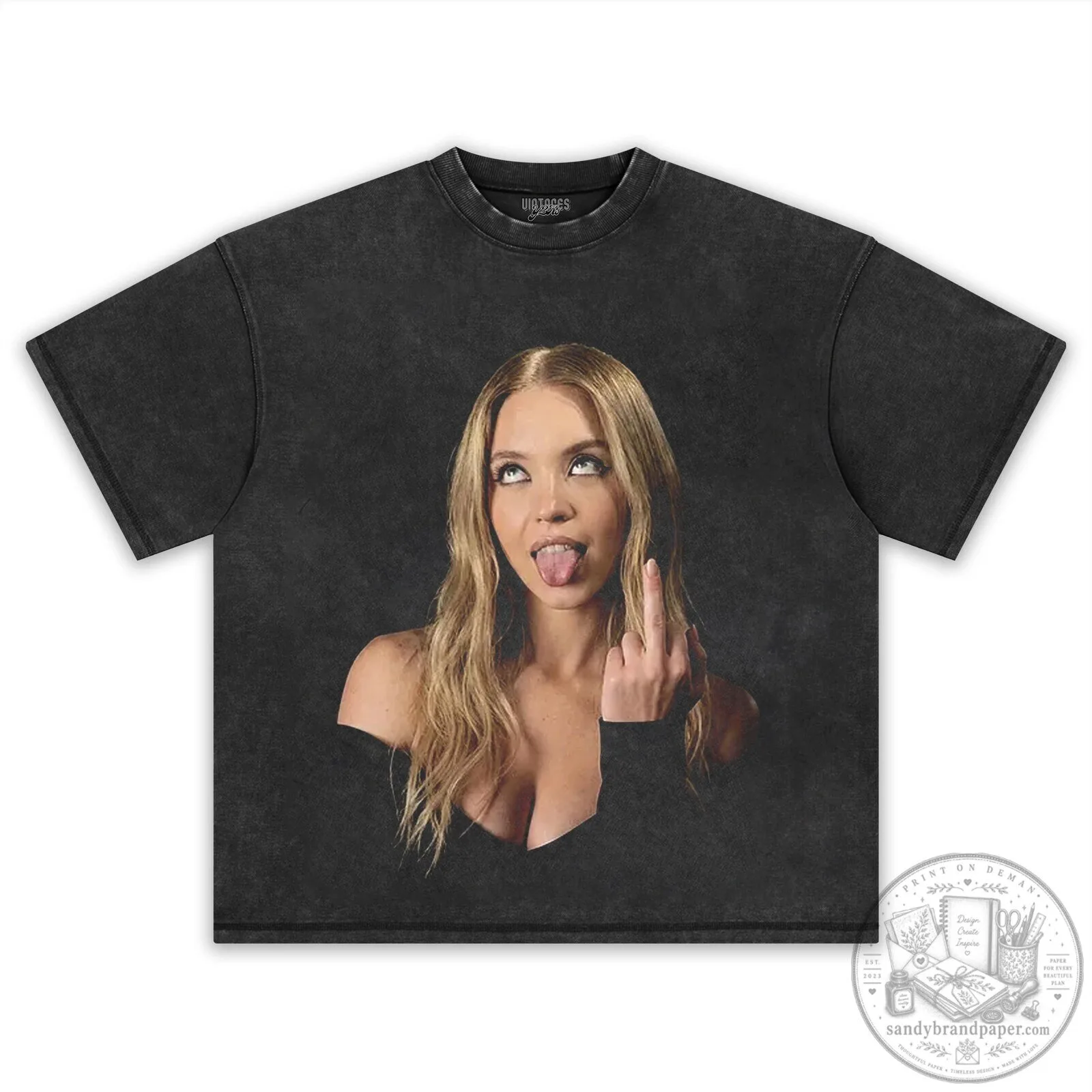 Sydney Sweeney Funny Face Black T-Shirt 8 Sydney Sweeney Funny Face Black T-Shirt