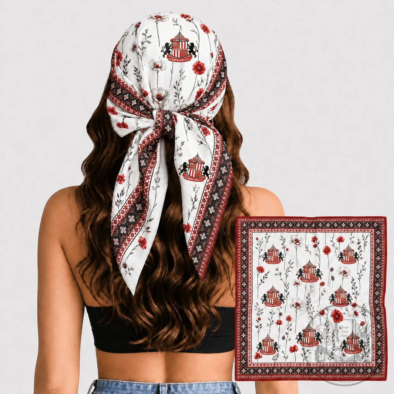 Sunderland Football Club Poppy Floral Scarf Headband 1 Sunderland Football Club Poppy Floral Scarf Headband