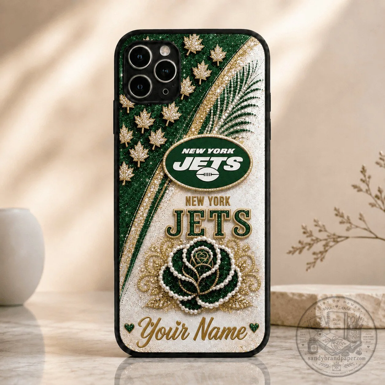 New York Jets Personalized Football Team Glitter Design Phone Case