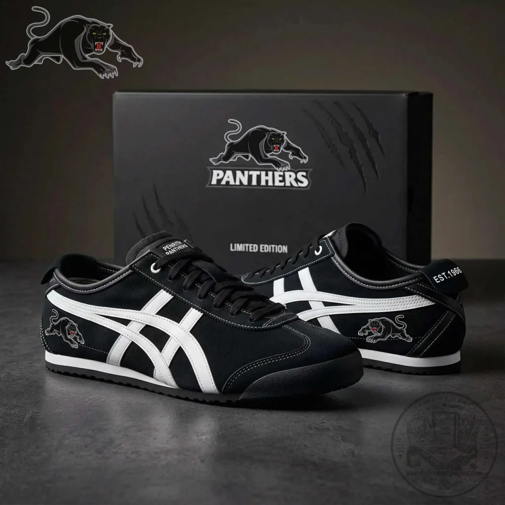 Penrith Panthers Black and White Striped Athletic Shoes Penrith Panthers Black and White Striped Athletic Shoes