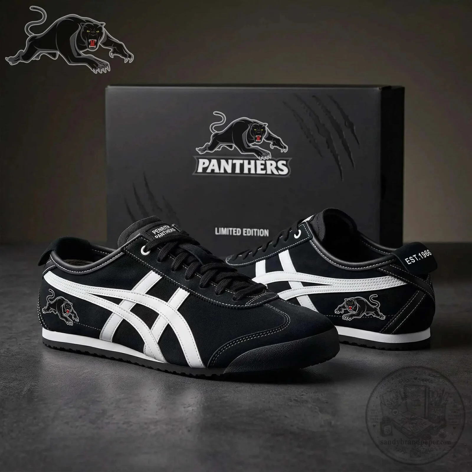 Penrith Panthers Black and White Striped Athletic Shoes 1 Penrith Panthers Black and White Striped Athletic Shoes