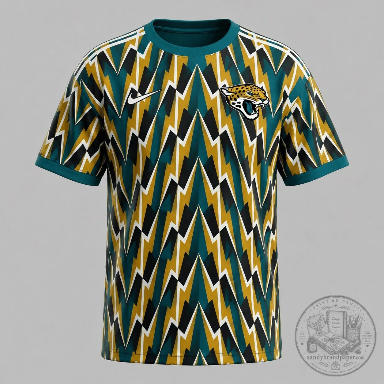 Jacksonville Jaguars Lightning Bolt Pattern NFL Football Fan T-Shirt