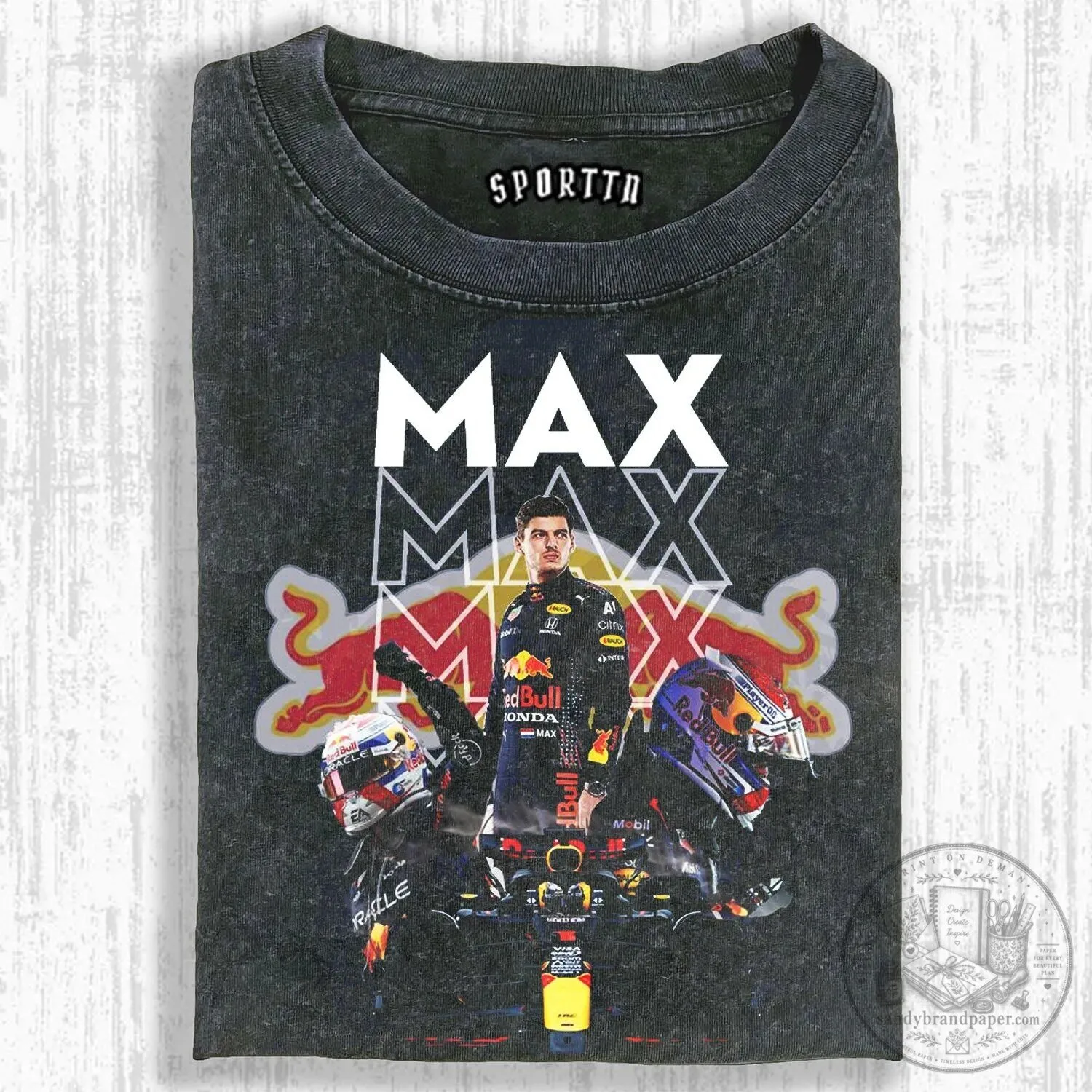 Graphic T-Shirt Featuring Max Verstappen, F1 Racing Champion