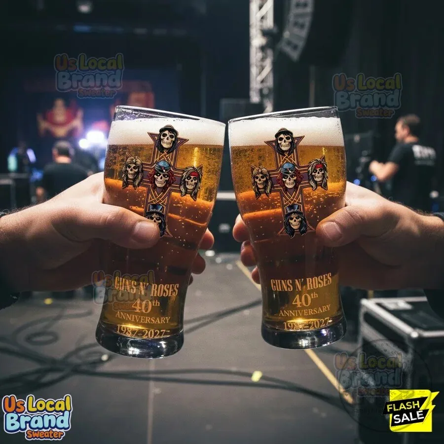 Guns N Roses 40th Anniversary Edition Pint Glass Drinking Glass