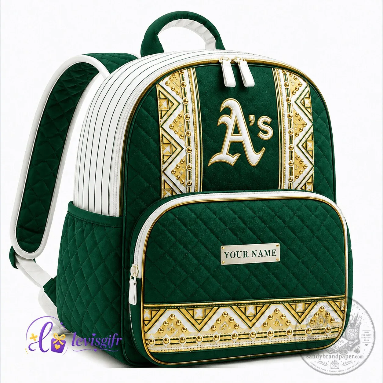 Oakland Athletics MLB Quilted Backpack Personalized Gift