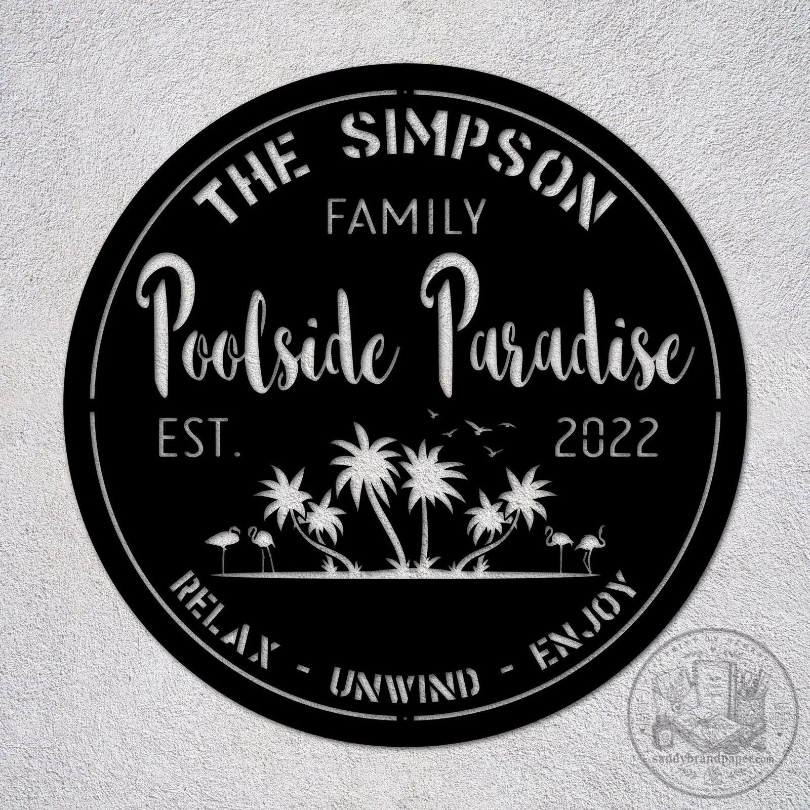 Personalized The Simpson Family Poolside Paradise Metal Sign