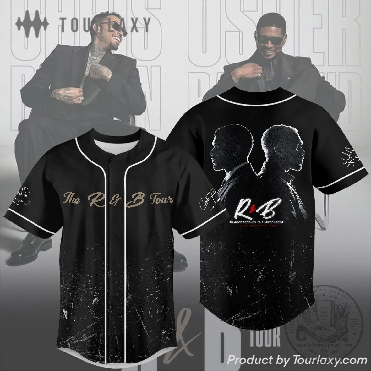 Usher Raymond and Chris Brown The R&B Tour Baseball Jersey