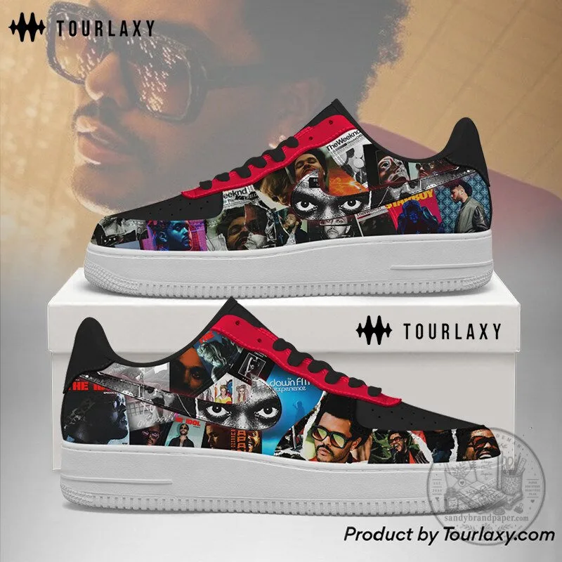 The Weeknd Album Covers Collage Black and Red Fashion Sneakers