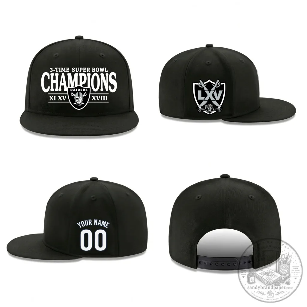 Las Vegas Raiders Super Bowl Champions Personalized Black Snapback Cap Hat Las Vegas Raiders Super Bowl Champions Personalized Black Snapback Cap Hat