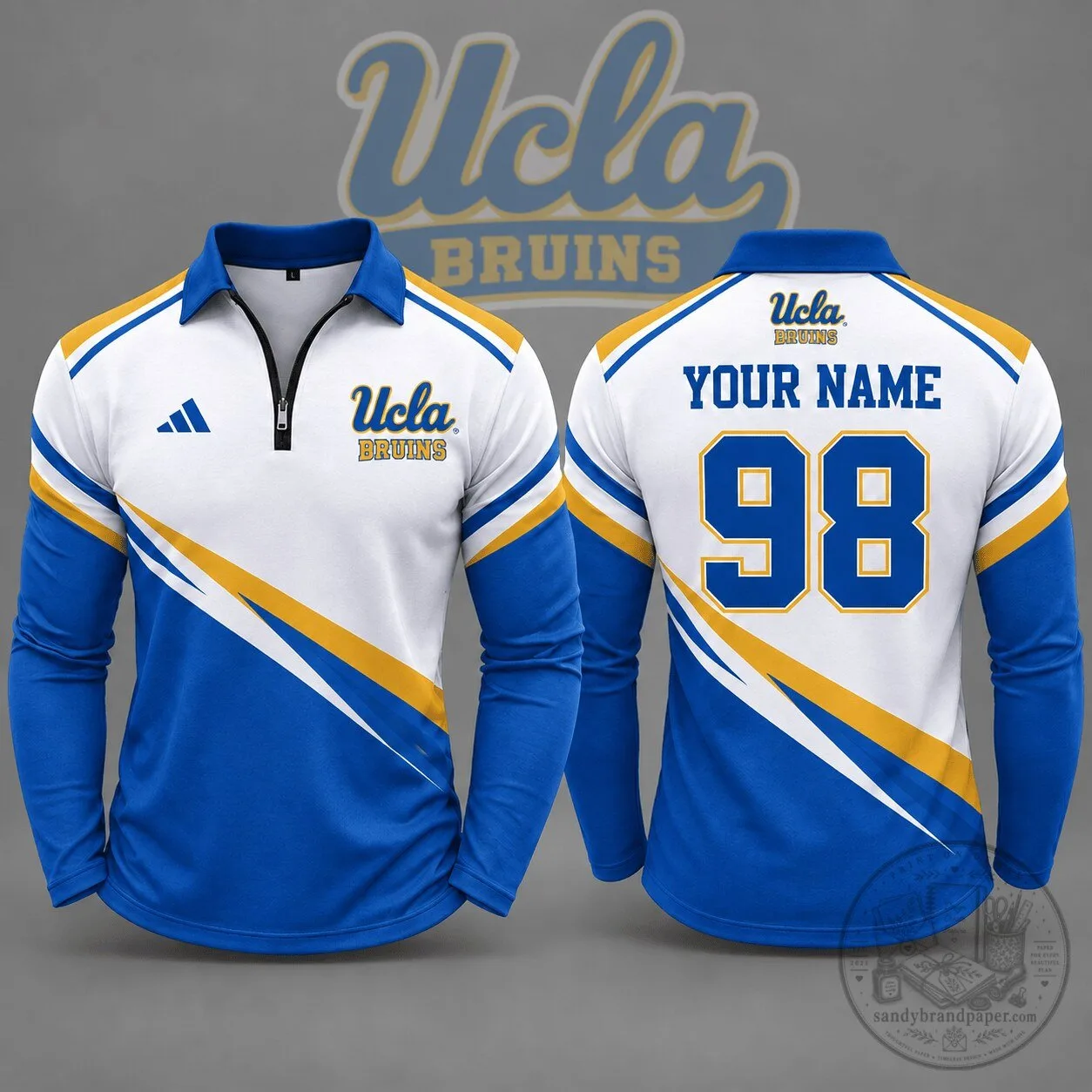 UCLA Bruins Personalized Elite Motion Quarter Zip Long Sleeve Polo Shirt