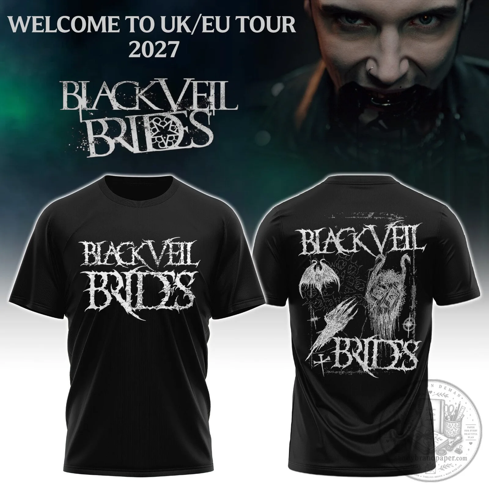 Black Veil Brides Welcome To UK EU Tour 2027 Black T-Shirt