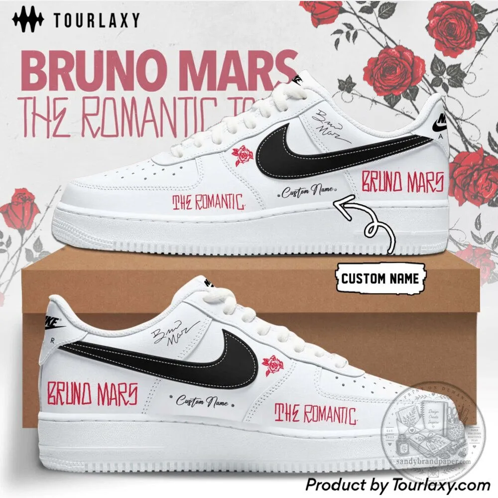 Bruno Mars The Romantic Tour Custom Name White Shoes 1 Bruno Mars The Romantic Tour Custom Name White Shoes