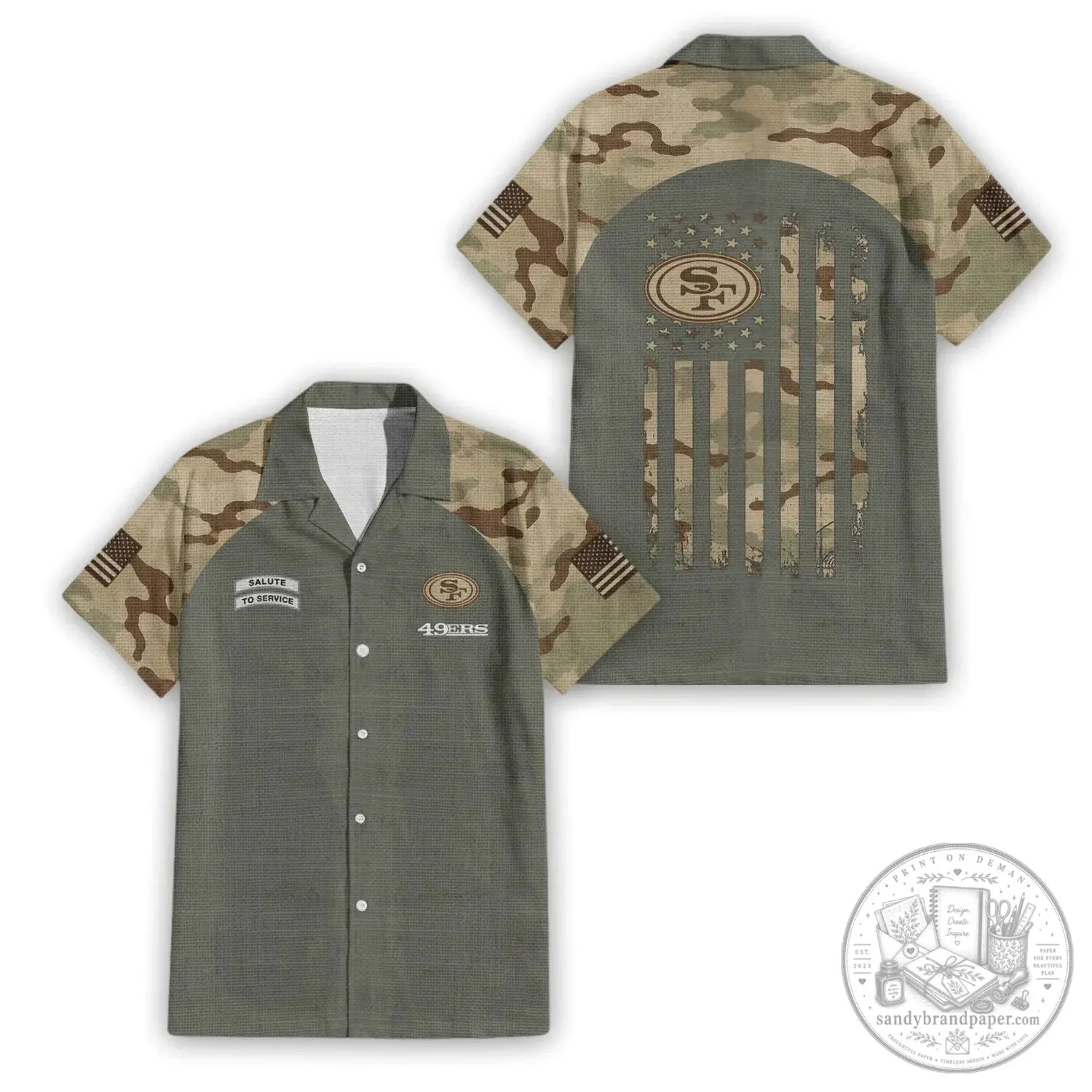 San Francisco 49ers Salute To Service Camouflage Premium Hawaiian Shirt