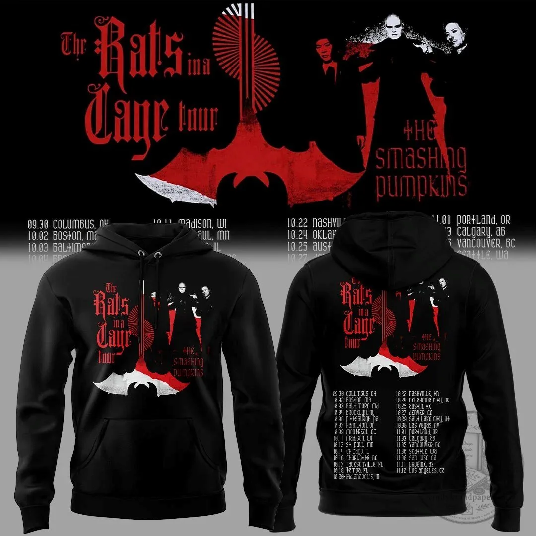 2026 Tour Black Hoodie featuring The Smashing Pumpkins' The Rats in a Cage design