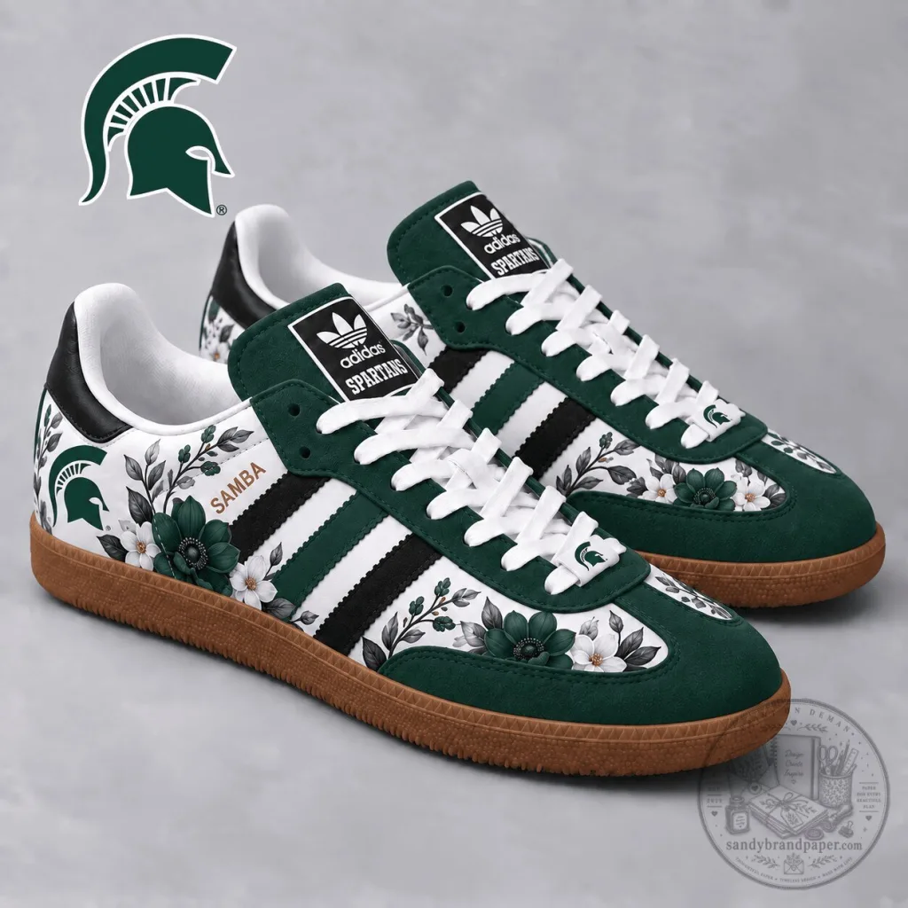Michigan State Spartans Floral Heritage Samba Shoes Michigan State Spartans Floral Heritage Samba Shoes
