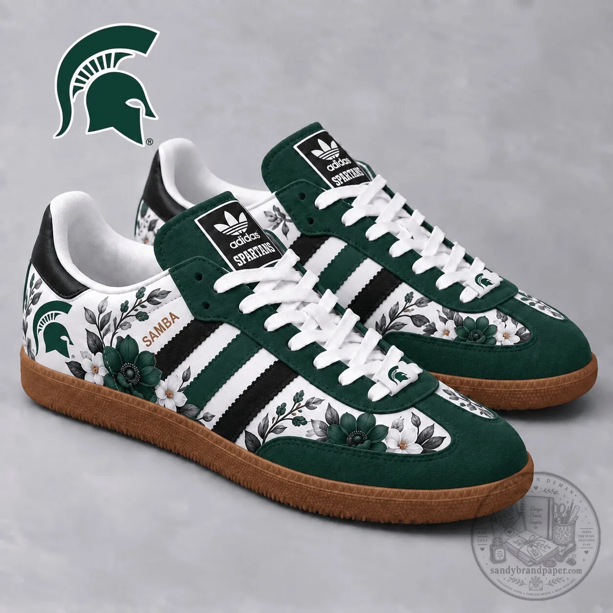 Michigan State Spartans Floral Heritage Samba Shoes