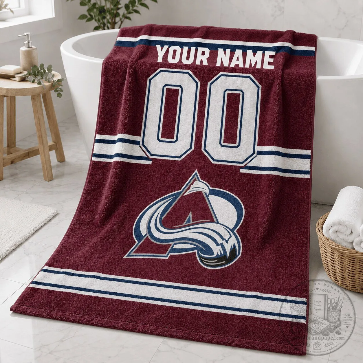 Colorado Avalanche Personalized Hockey Jersey Style Bath Towel