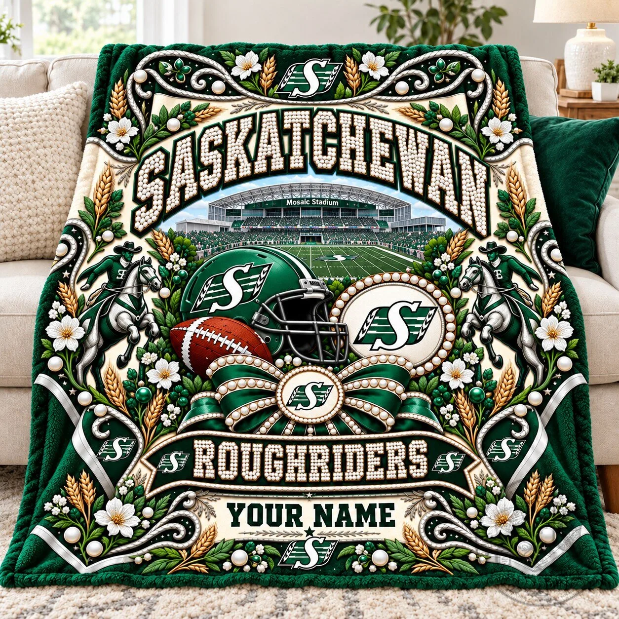 Saskatchewan Roughriders Football Team Personalized Name Stadium Blanket 1 Saskatchewan Roughriders Football Team Personalized Name Stadium Blanket