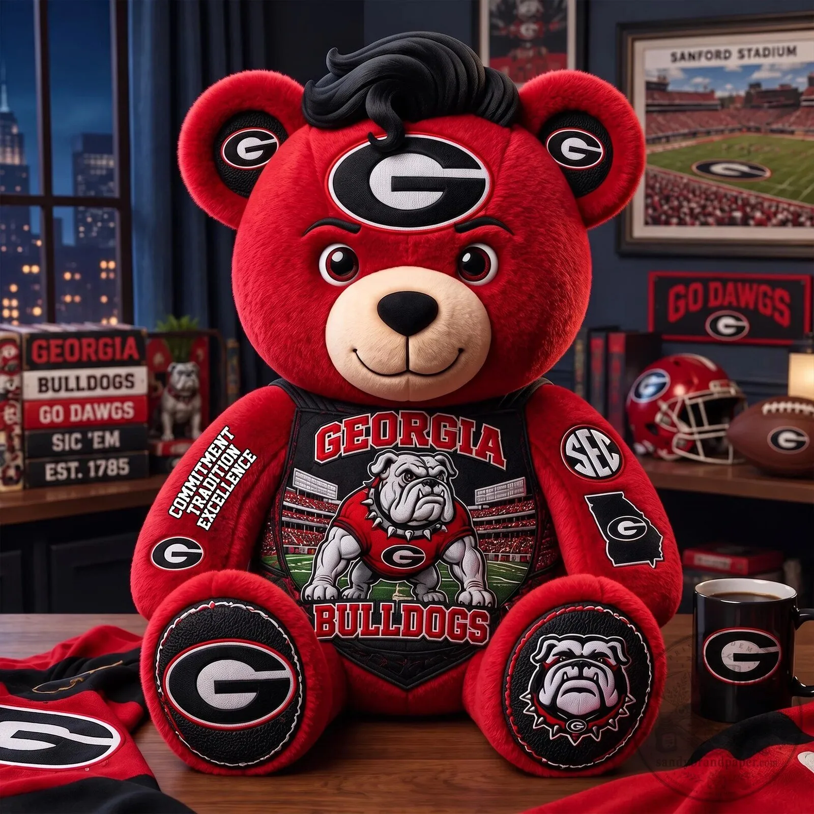 Georgia Bulldogs Football Team Mascot Plush Bear Stuffed Animal Toy