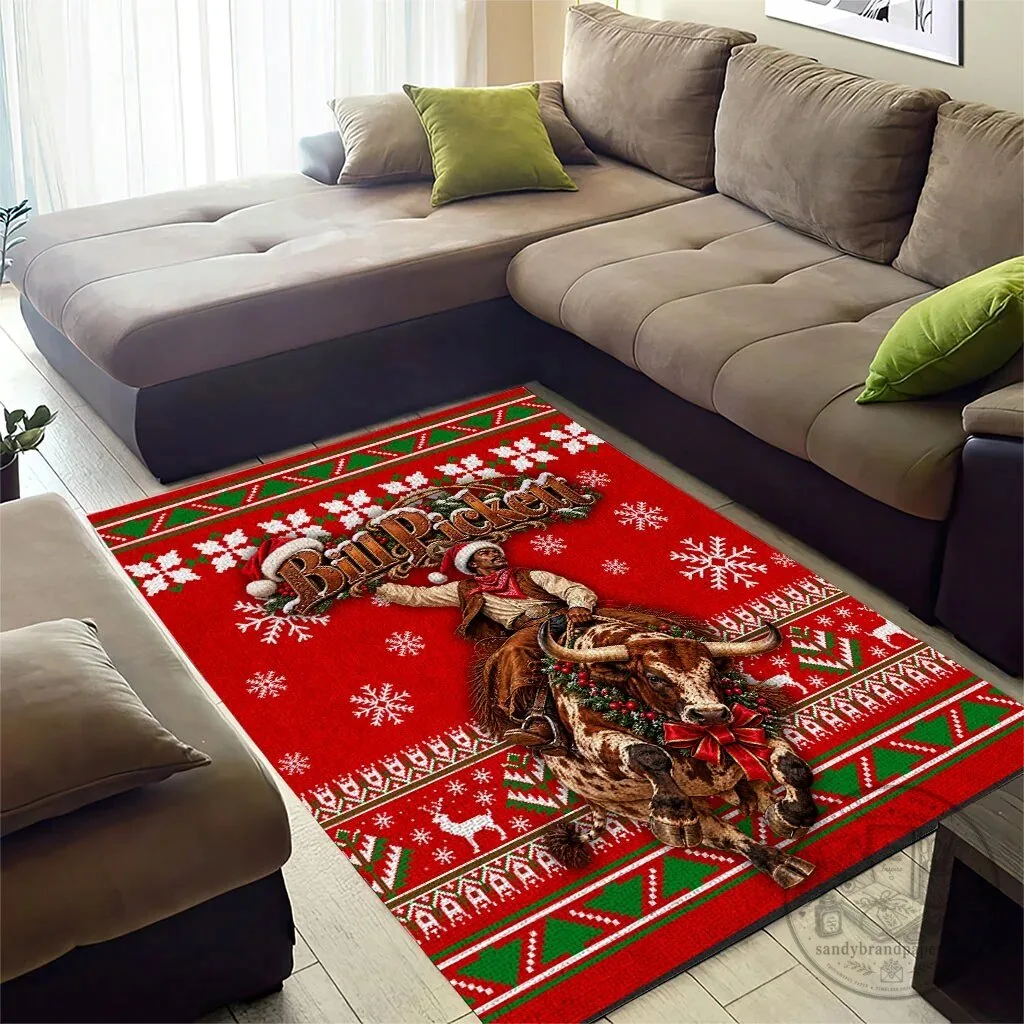 Bill Pickett Christmas Cowboy Rodeo Bull Rider Red Holiday Area Rug 7 Bill Pickett Christmas Cowboy Rodeo Bull Rider Red Holiday Area Rug