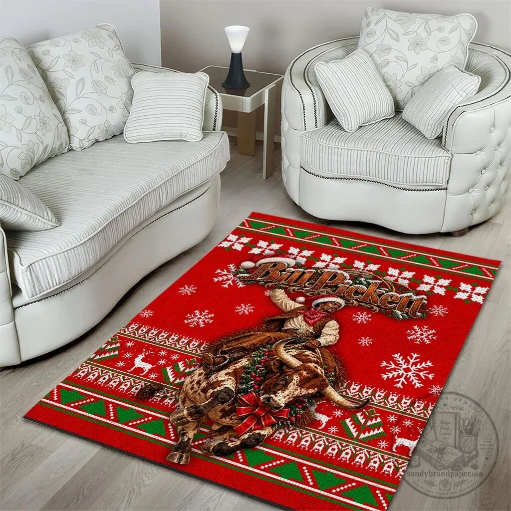 Bill Pickett Christmas Cowboy Rodeo Bull Rider Red Holiday Area Rug 8 Bill Pickett Christmas Cowboy Rodeo Bull Rider Red Holiday Area Rug