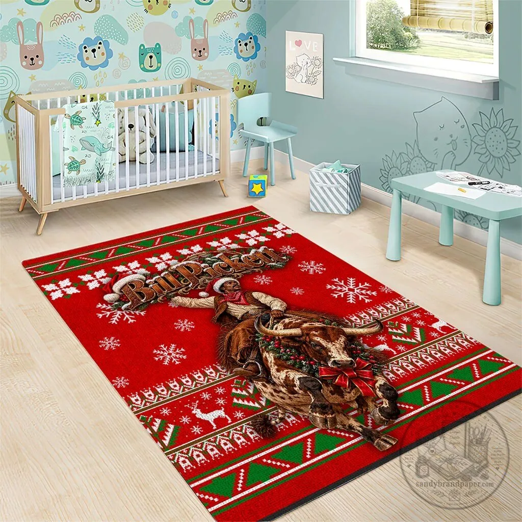 Bill Pickett Christmas Cowboy Rodeo Bull Rider Red Holiday Area Rug 9 Bill Pickett Christmas Cowboy Rodeo Bull Rider Red Holiday Area Rug
