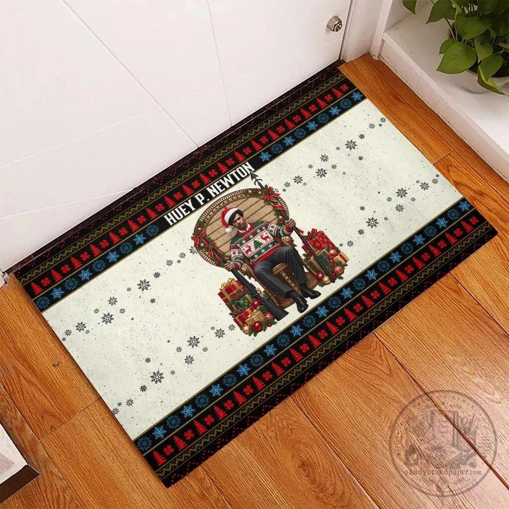 Huey P. Newton Black Panther Christmas Ugly Sweater Doormat 5 Huey P. Newton Black Panther Christmas Ugly Sweater Doormat