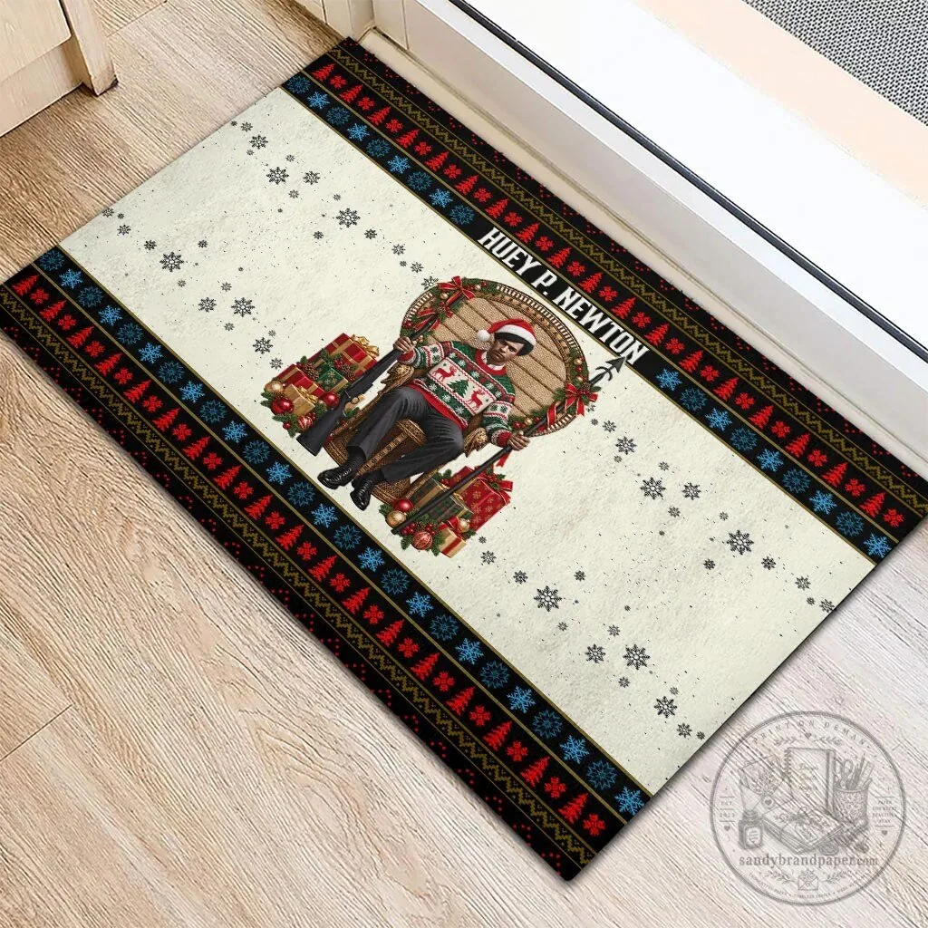 Huey P. Newton Black Panther Christmas Ugly Sweater Doormat 6 Huey P. Newton Black Panther Christmas Ugly Sweater Doormat