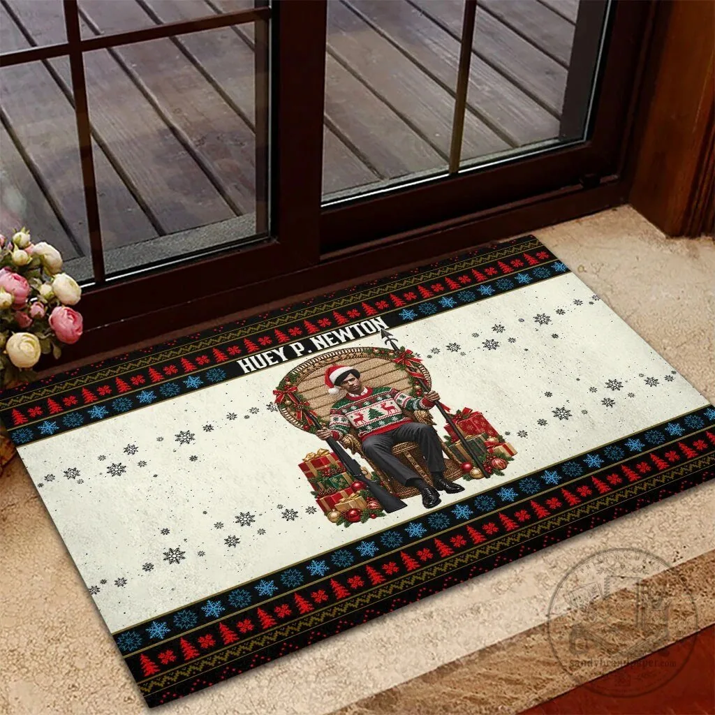 Huey P. Newton Black Panther Christmas Ugly Sweater Doormat 7 Huey P. Newton Black Panther Christmas Ugly Sweater Doormat