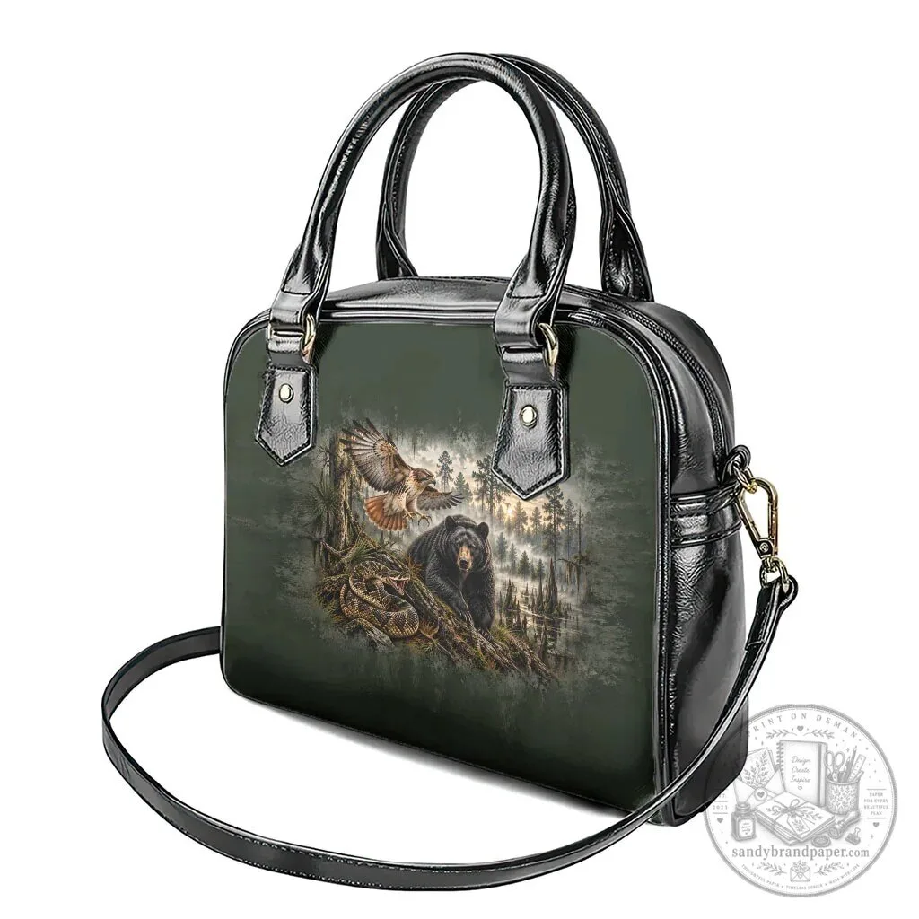 Native American Wildlife Bear and Eagle Forest Landscape Shoulder Handbag 10 Native American Wildlife Bear and Eagle Forest Landscape Shoulder Handbag