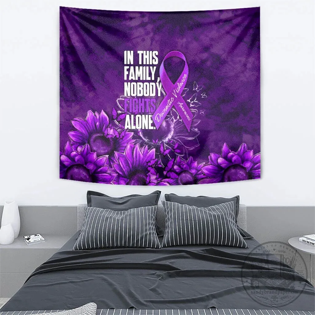 Domestic Violence Awareness Purple Ribbon Sunflower Wall Tapestry 7 Domestic Violence Awareness Purple Ribbon Sunflower Wall Tapestry