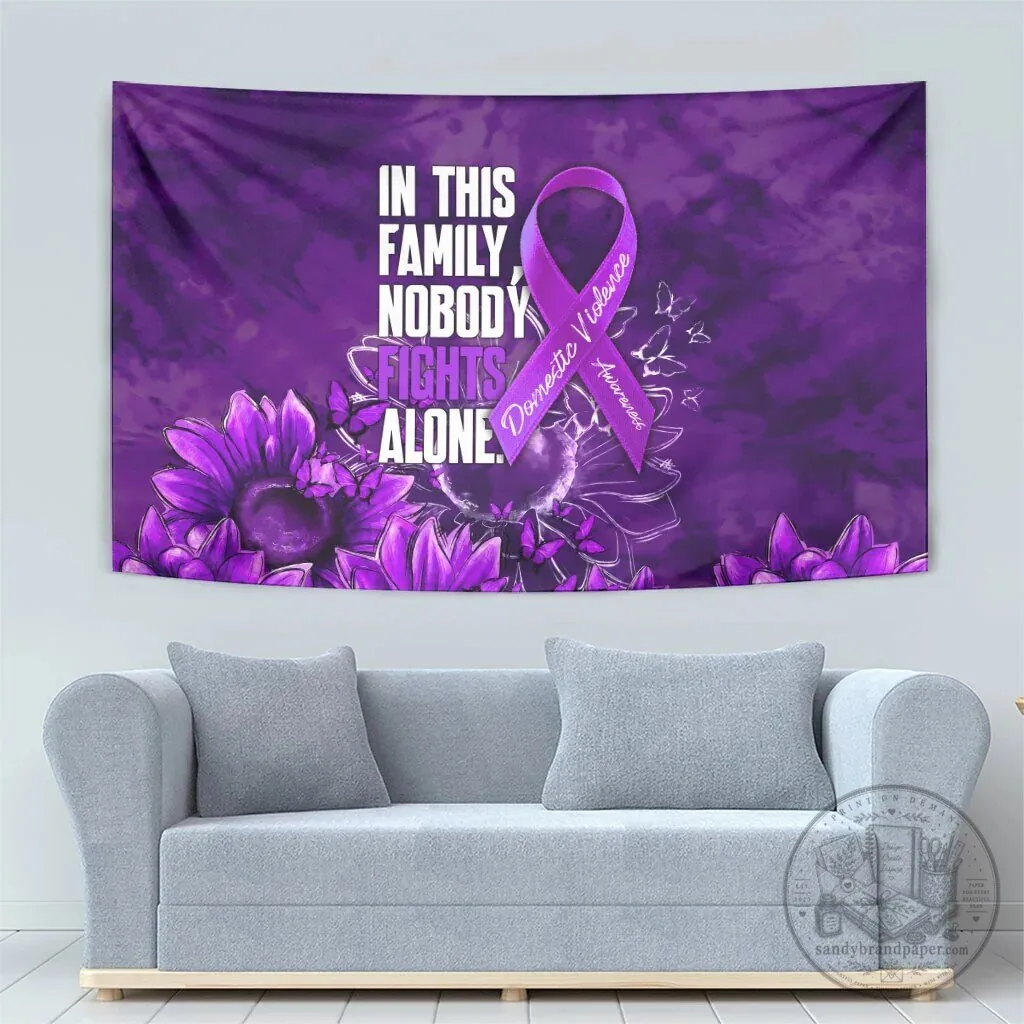Domestic Violence Awareness Purple Ribbon Sunflower Wall Tapestry 9 Domestic Violence Awareness Purple Ribbon Sunflower Wall Tapestry