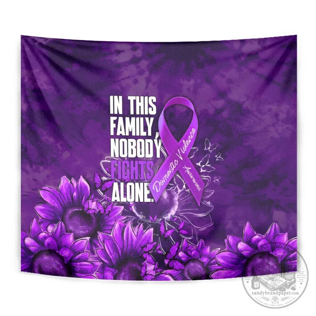 Domestic Violence Awareness Purple Ribbon Sunflower Wall Tapestry 11 Domestic Violence Awareness Purple Ribbon Sunflower Wall Tapestry