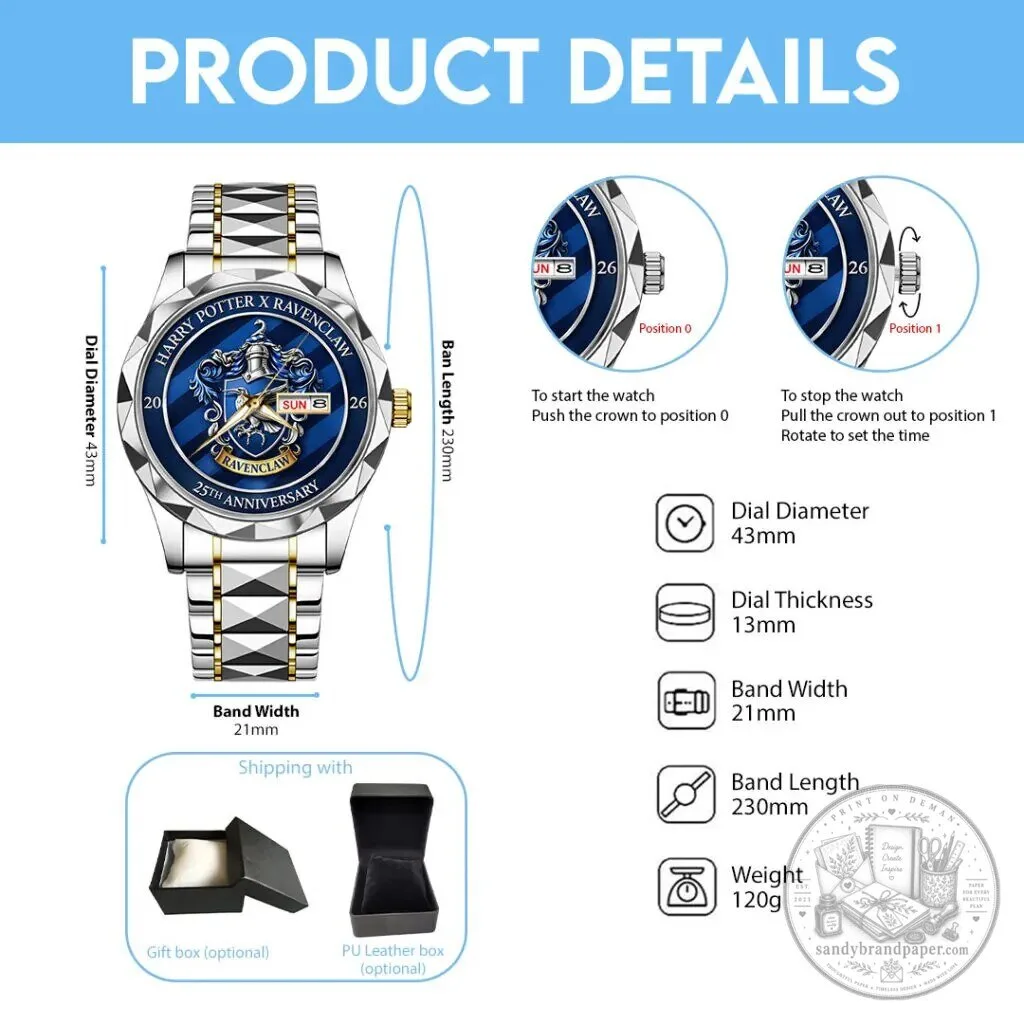 Harry Potter Ravenclaw 25th Anniversary Gold and Silver Stainless Steel Watch 8 Harry Potter Ravenclaw 25th Anniversary Gold and Silver Stainless Steel Watch