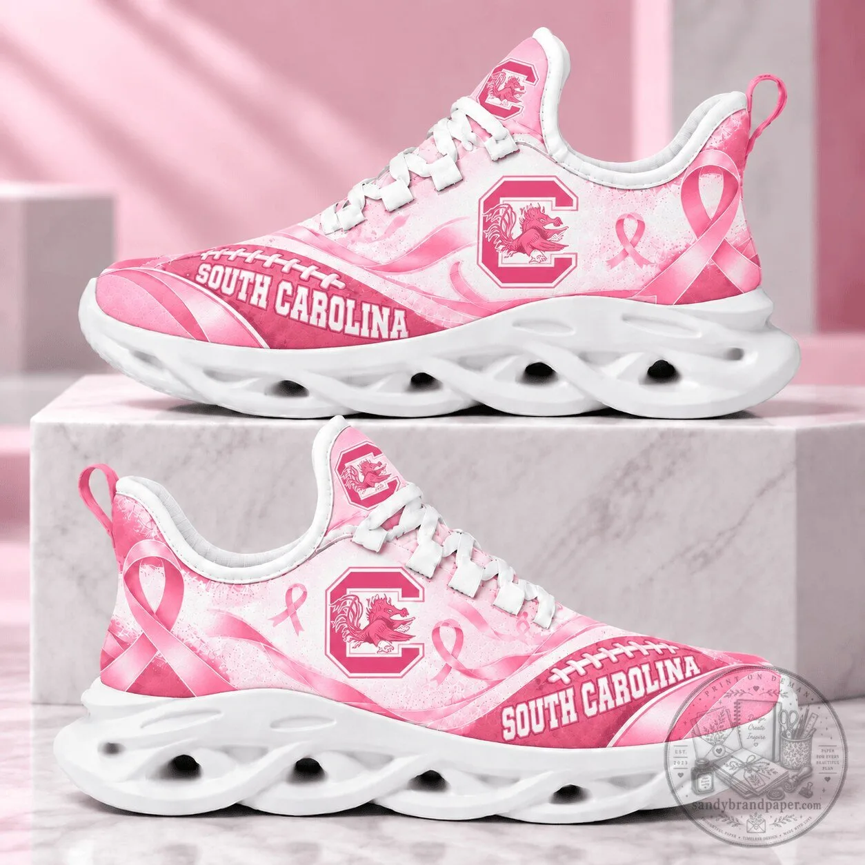 South Carolina Gamecocks Breast Cancer Awareness Pink Ribbon Sneakers 1 South Carolina Gamecocks Breast Cancer Awareness Pink Ribbon Sneakers