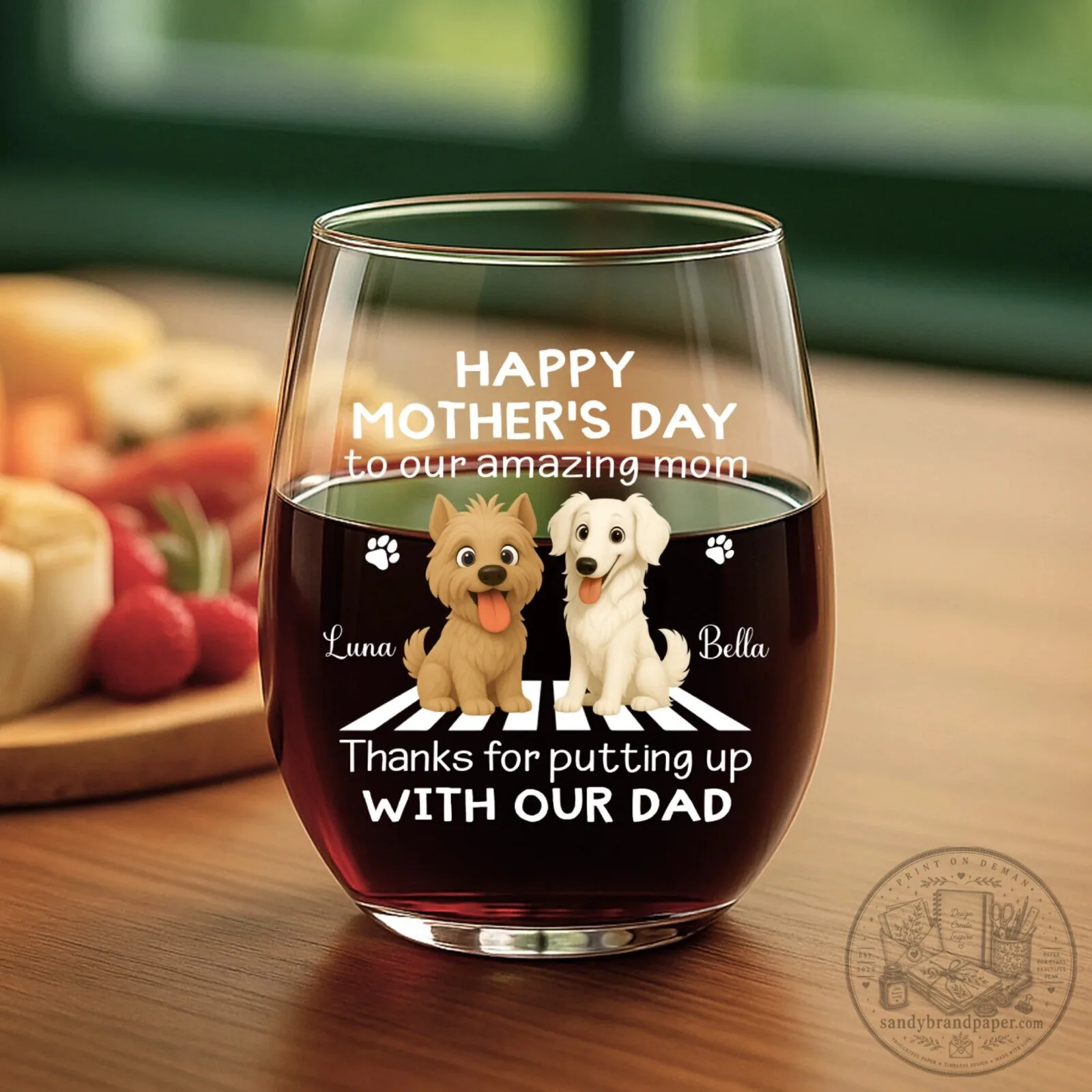 Happy Father's Day To My Amazing Dad Golden Retriever Wine Glass 5 Happy Father