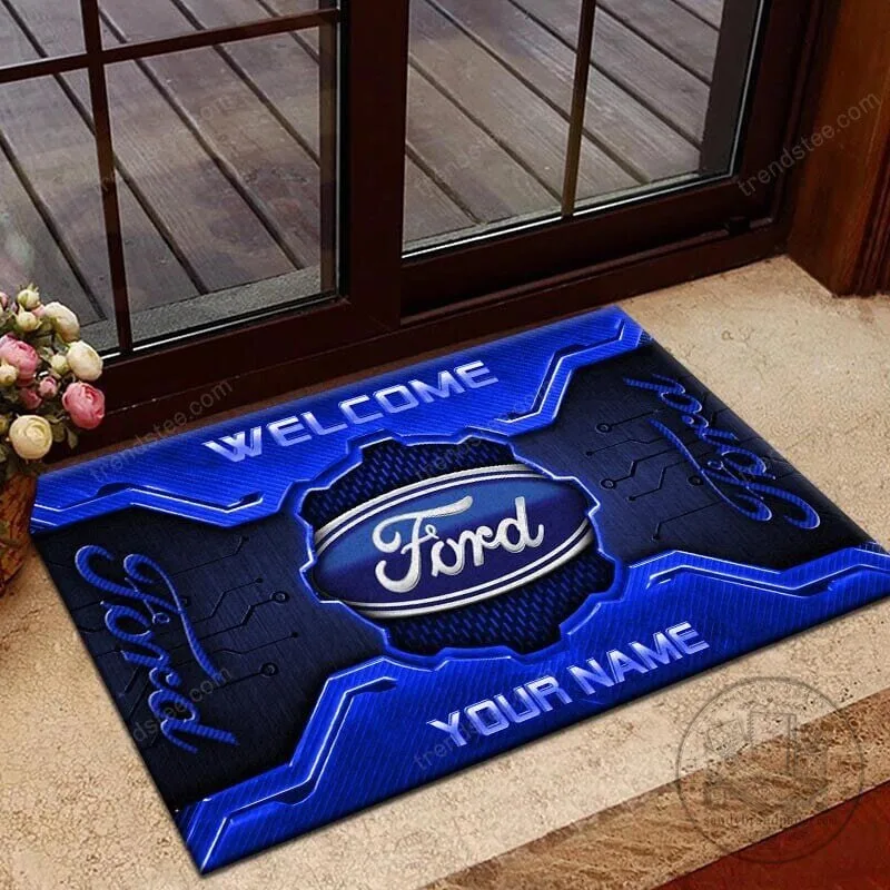 Ford Blue Logo Welcome Custom Name Personalized Doormat