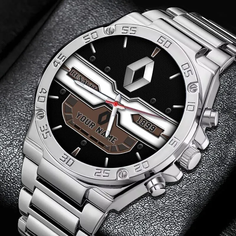 Renault 1899 Custom Name Logo Silver Stainless Steel Watch 9 Renault 1899 Custom Name Logo Silver Stainless Steel Watch