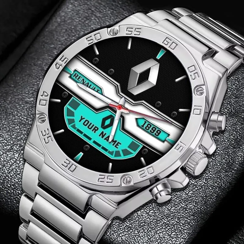 Renault 1899 Custom Name Logo Silver Stainless Steel Watch 10 Renault 1899 Custom Name Logo Silver Stainless Steel Watch