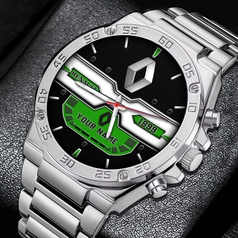 Renault 1899 Custom Name Logo Silver Stainless Steel Watch 11 Renault 1899 Custom Name Logo Silver Stainless Steel Watch