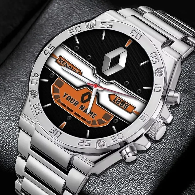 Renault 1899 Custom Name Logo Silver Stainless Steel Watch 13 Renault 1899 Custom Name Logo Silver Stainless Steel Watch