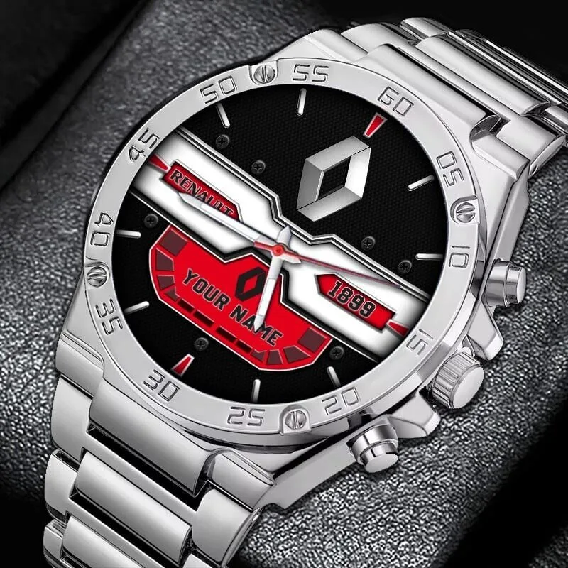 Renault 1899 Custom Name Logo Silver Stainless Steel Watch 15 Renault 1899 Custom Name Logo Silver Stainless Steel Watch