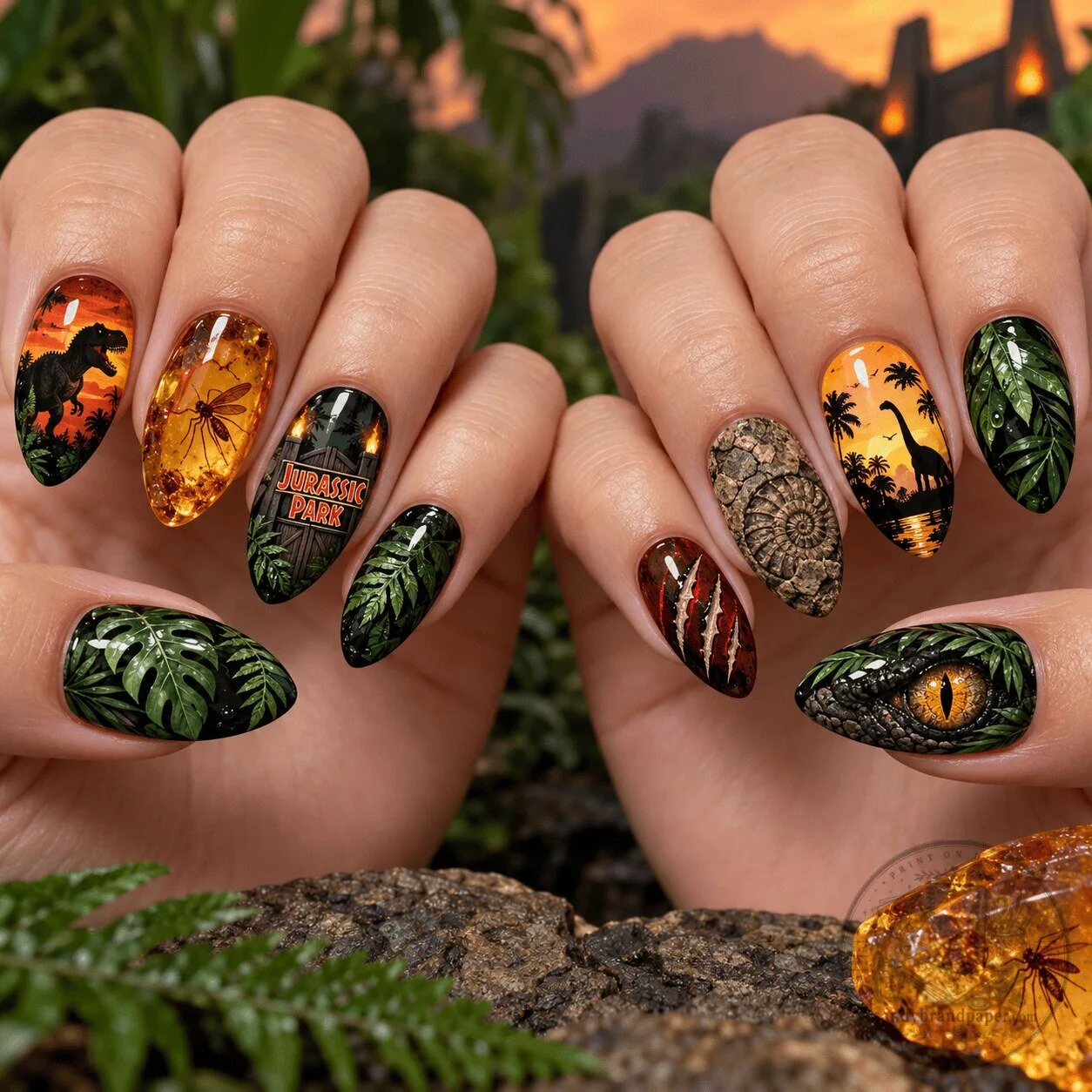Jurassic Park Dinosaur Jungle Adventure Movie Press On Nails Set