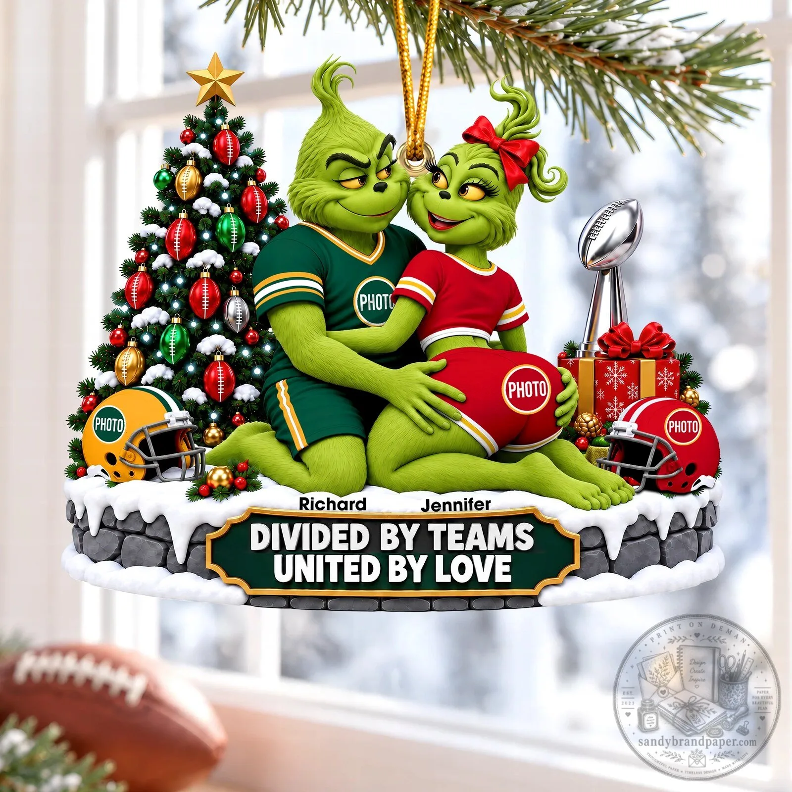 Grinch and Martha May Whovier Football Christmas Tree Ornament Personalized 6 Grinch and Martha May Whovier Football Christmas Tree Ornament Personalized