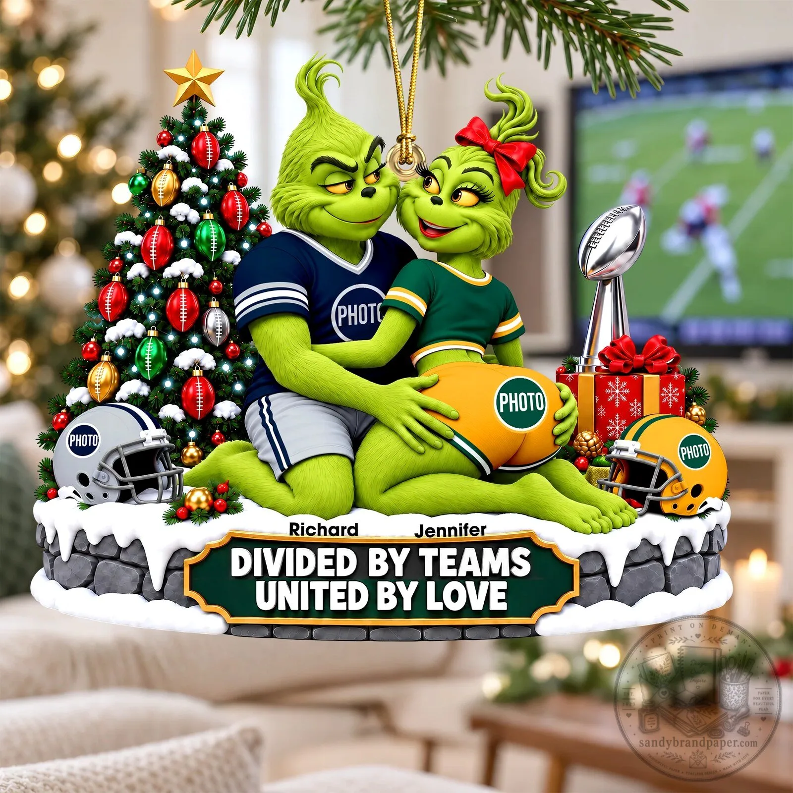 Grinch and Martha May Whovier Football Christmas Tree Ornament Personalized 9 Grinch and Martha May Whovier Football Christmas Tree Ornament Personalized
