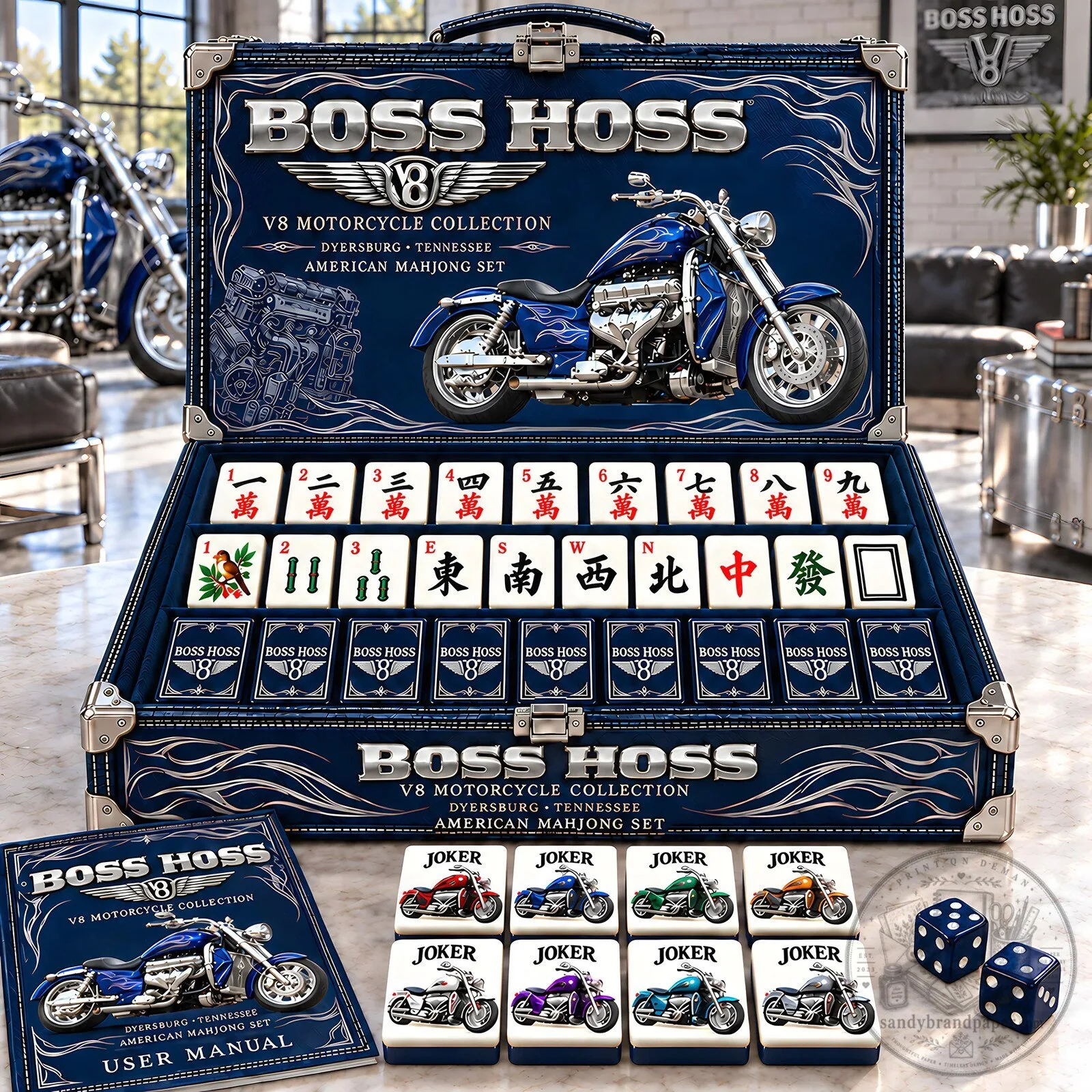 Boss Hoss V8 Motorcycle Collection American Mahjong Game Set