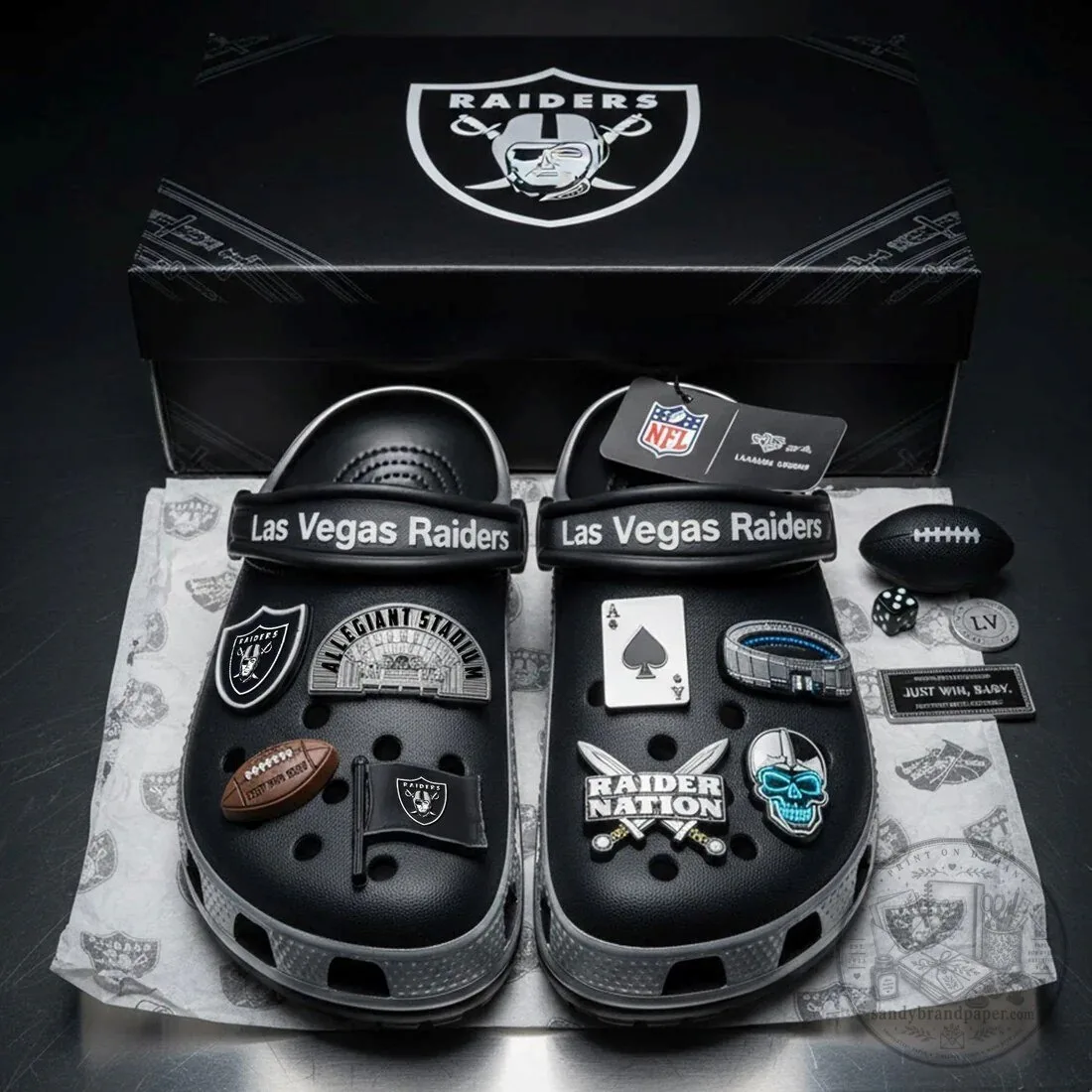 Las Vegas Raiders NFL Football Team Crocs Clog Shoes