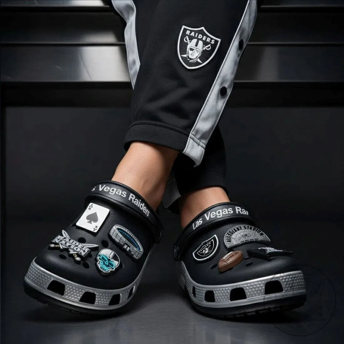 Las Vegas Raiders NFL Football Team Crocs Clog Shoes 3 Las Vegas Raiders NFL Football Team Crocs Clog Shoes